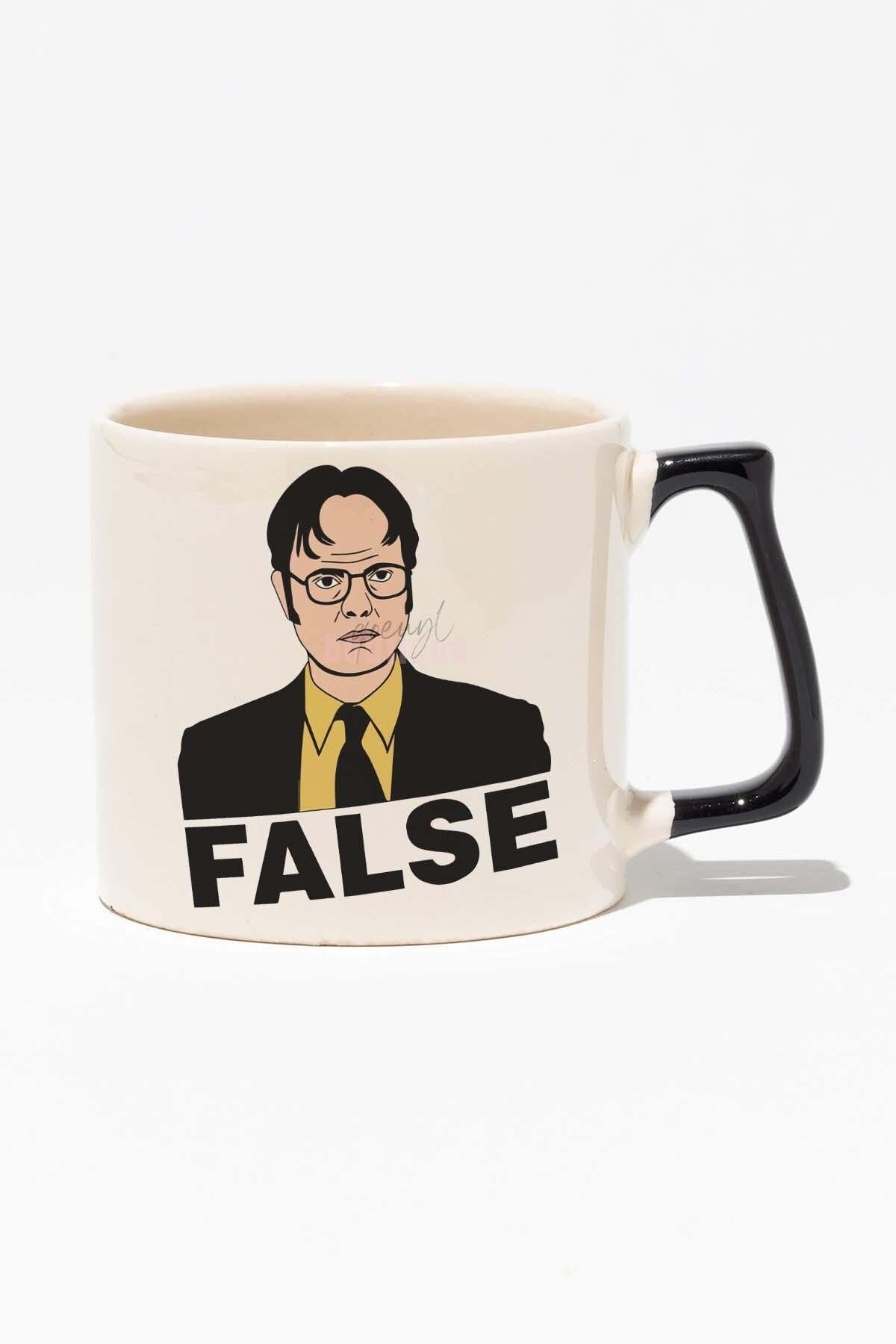 Dwight False Baskılı Siyah Kulplu Modern Seramik Kupa