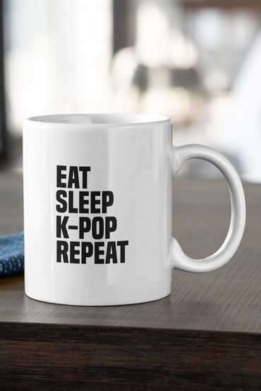 Eat Sleep K-POP Repeat Baskılı Kupa Bardak