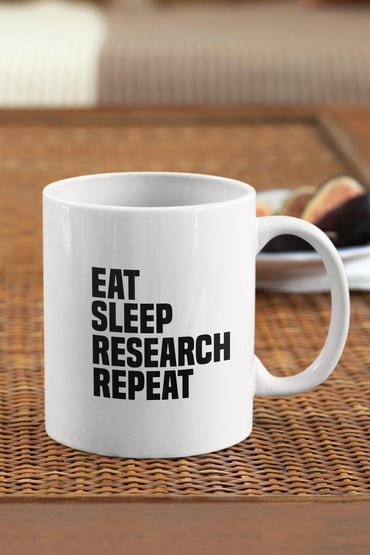 Eat Sleep Research Repeat Baskılı Kupa Bardak