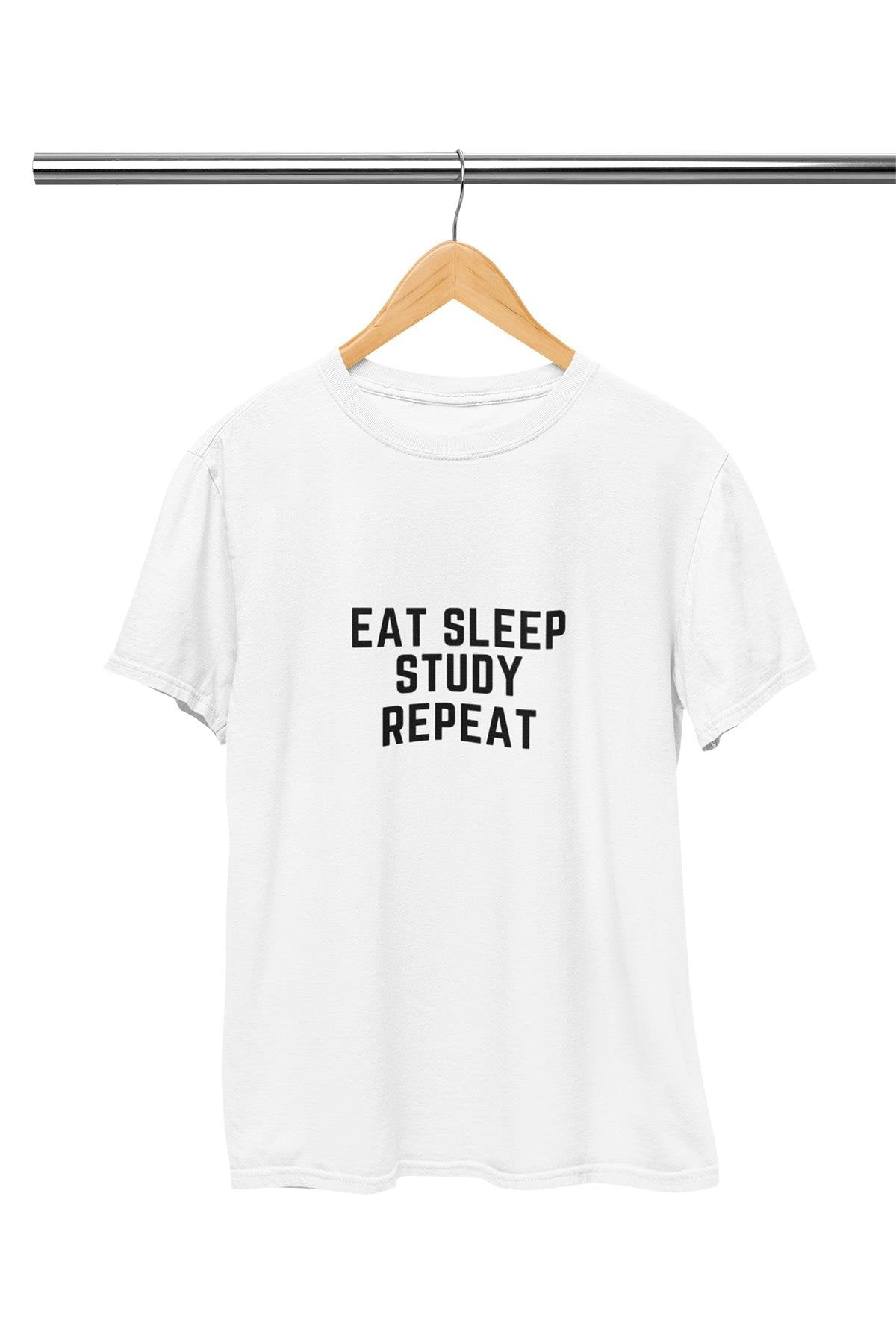 Eat Sleep Study Baskılı T Shirt