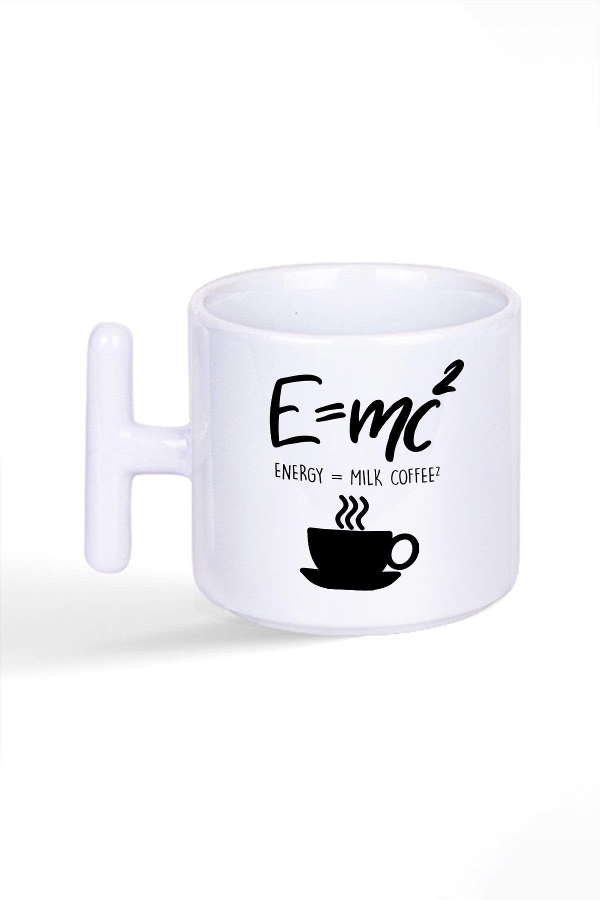E=mc2 Kimya Eğlenceli Öğrenci Hediye Baskılı T Kulplu Latte Fincan Kupa Bardak