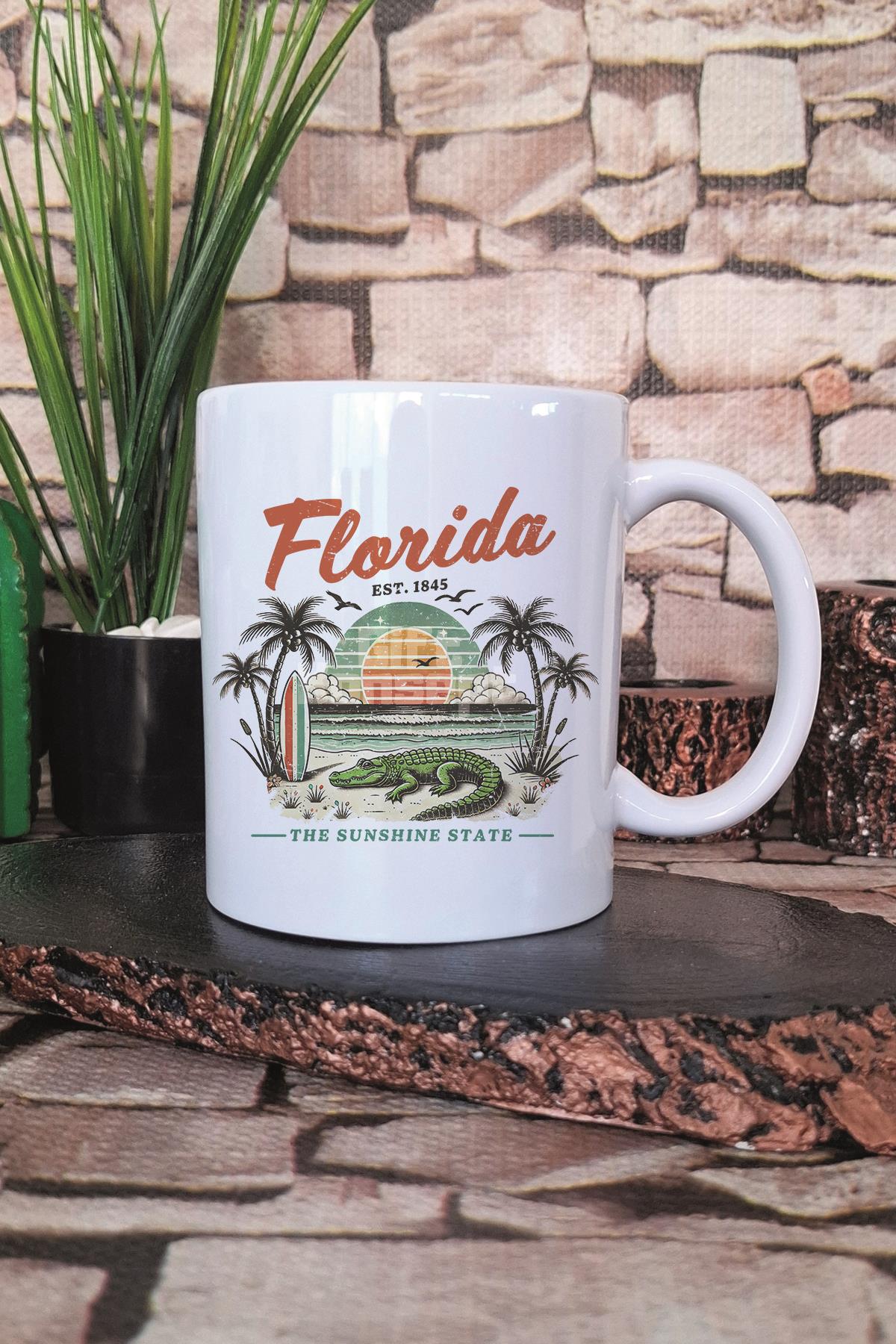 Florida Summer Trip Baskılı Yaz Tatili Güneşli Gezi Hediyelik Baskılı Çay Kahve Sunum Kupa Bardak