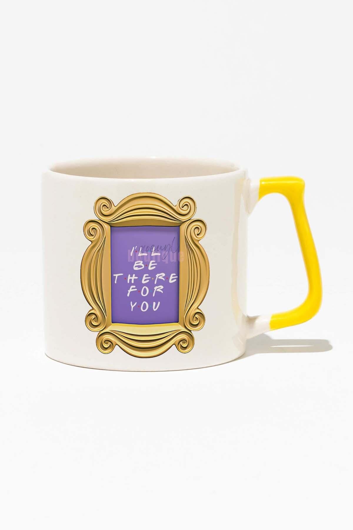 Friends I'll Be There For You Baskılı Sarı Kulplu Modern Seramik Kupa