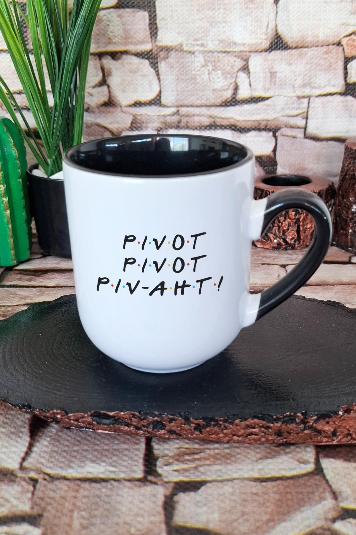 Friends Ross Pivot Funny Baskılı İçi ve Kulpu Siyah Renkli Premium Kupa Bardak