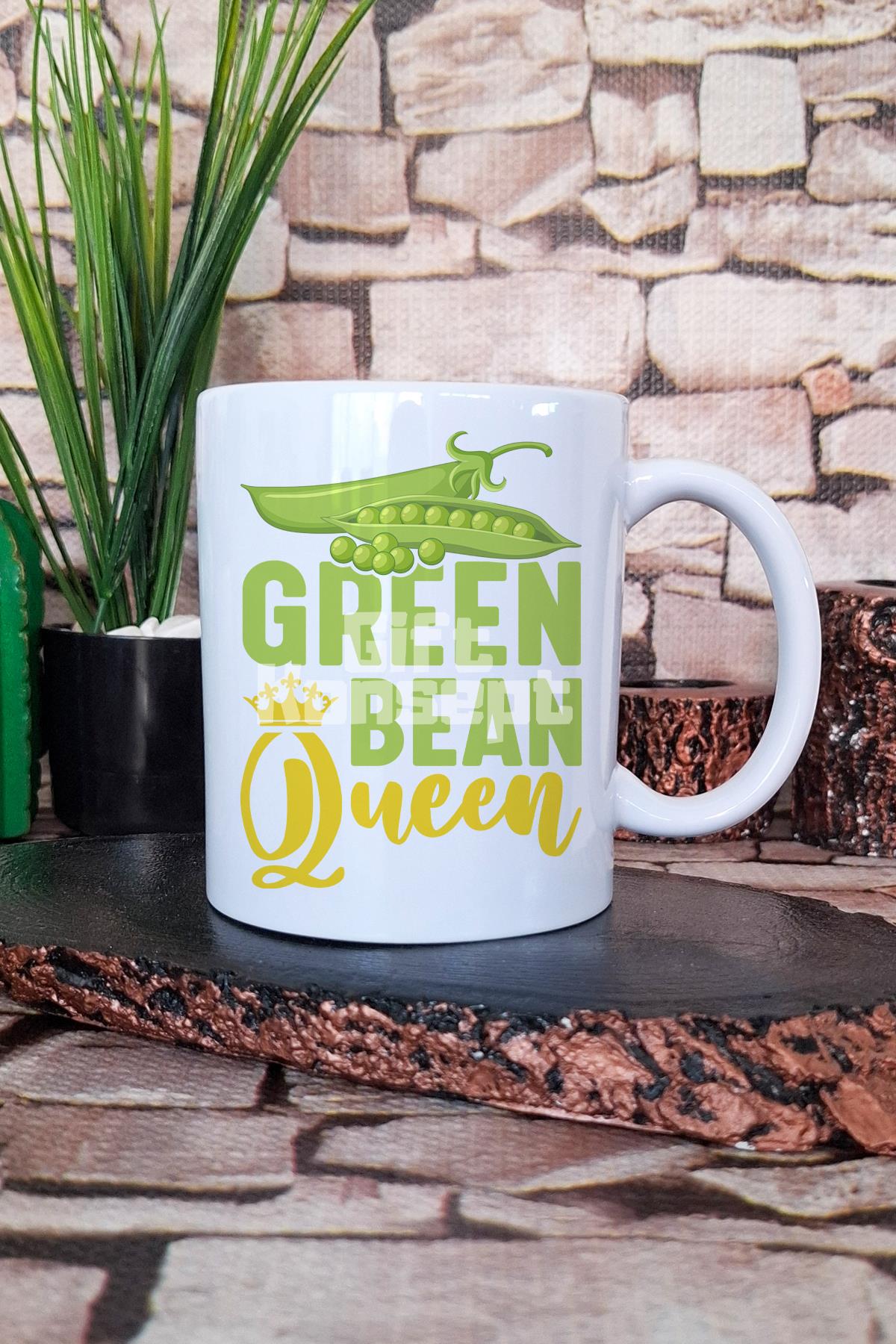 Green Been Queen Vegan Hediyelik Baskılı Çay Kahve Sunum Kupa Bardak