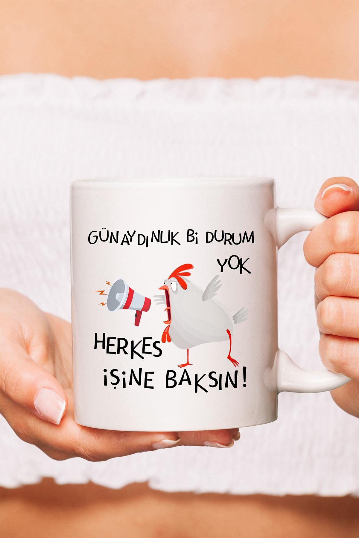 Günaydınlık Bi Durum Yok Baskılı Komik Hediyelik Beyaz Kupa Bardak
