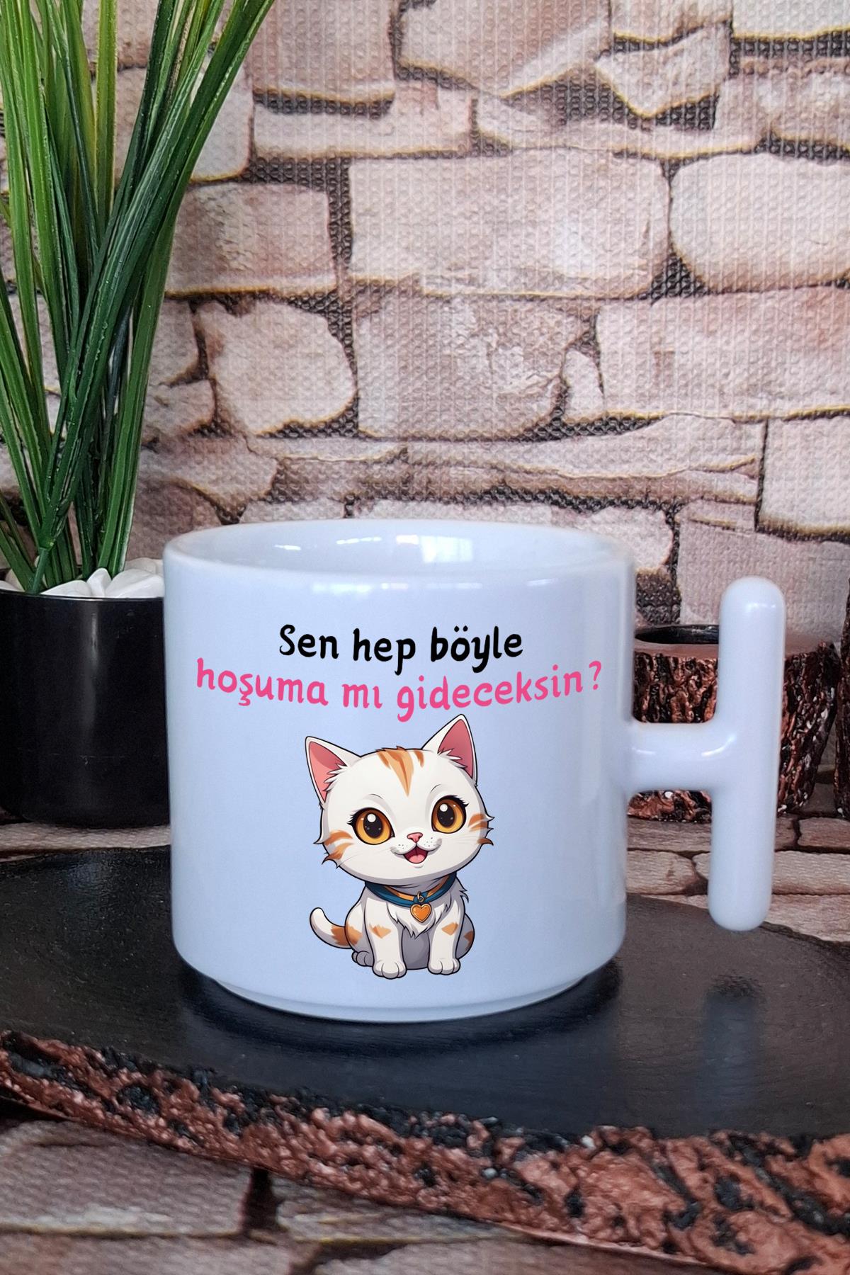 Hep Hoşuma Gideceksin Baskılı Eş Sevgili Arkadaşa Hediye T Kulplu Latte Fincanı Kupa Bardak