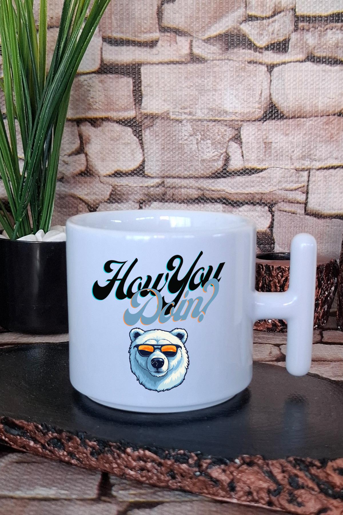 How You Doin? Baskılı Eğlenceli T Kulplu Latte Fincanı Kupa Bardak