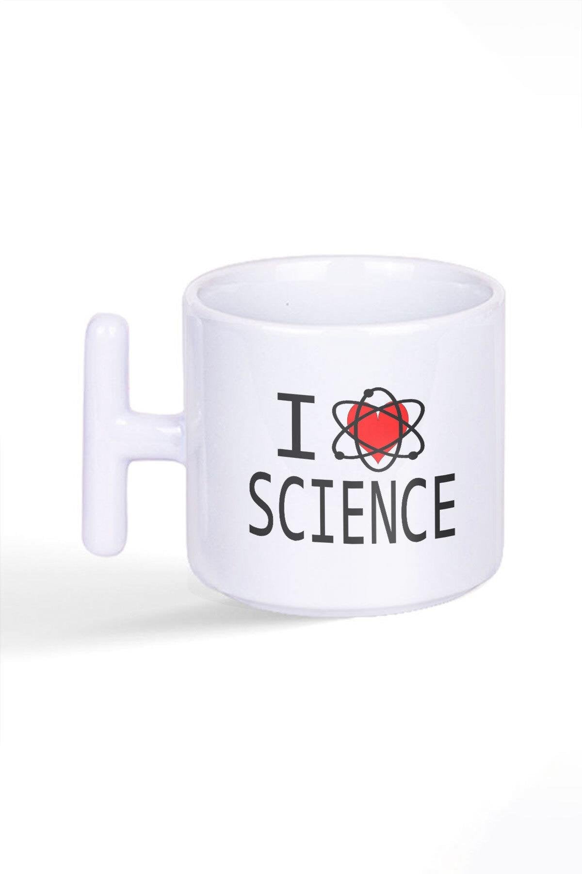 I Love Science Fen Kimya Öğrenci Hediye Baskılı Latte Fincanı T Kulplu Kupa Bardak