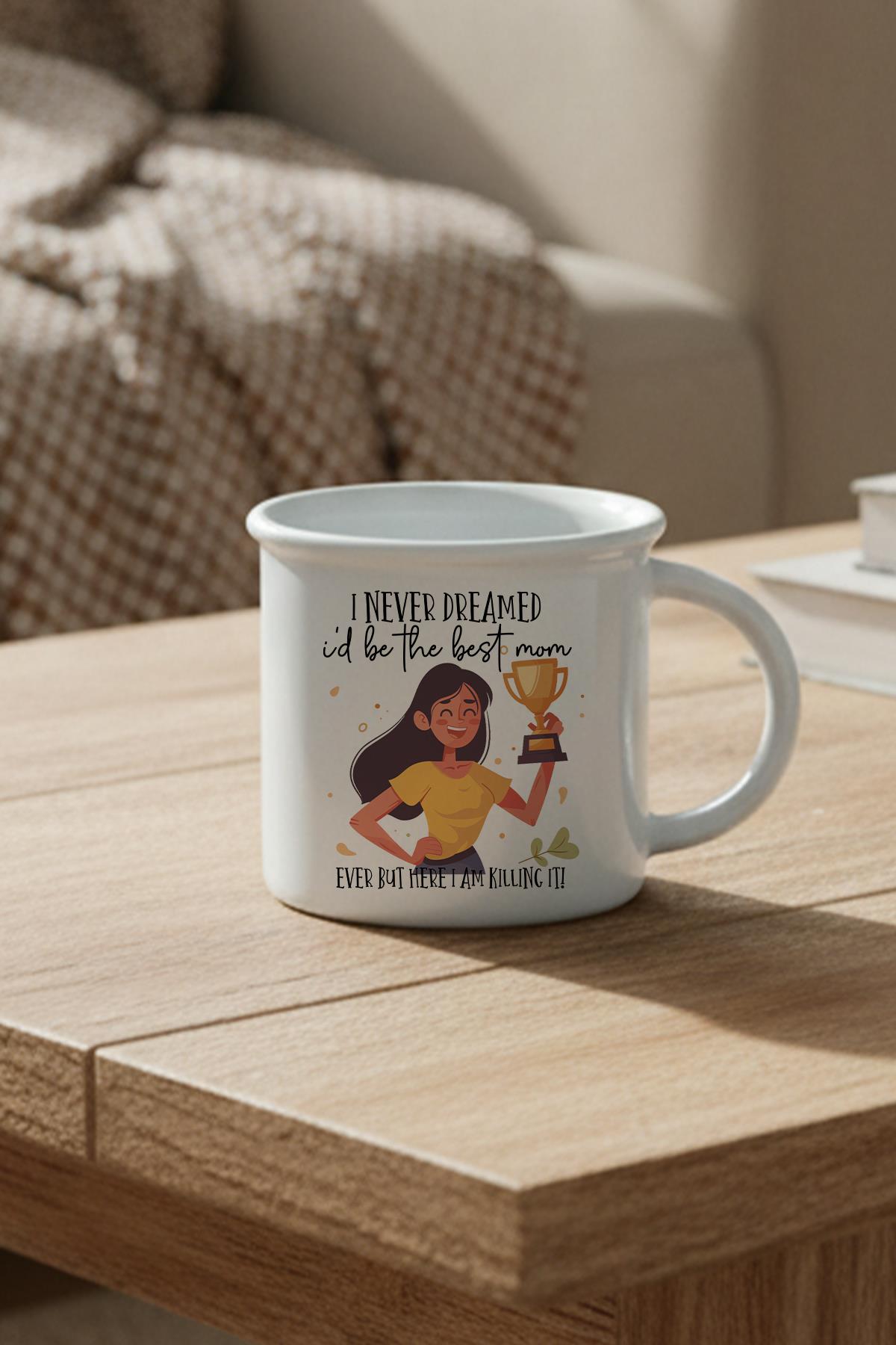 I Never Dreamed Baskılı Enamel Görünümlü Seramik Vintage Kupa Bardak