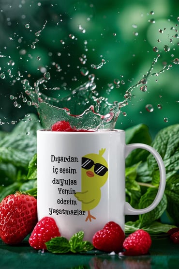 İç Sesimi Duysalar Yaşatmazlar-Civciv Baskılı Eğlenceli Komik Hediyelik Beyaz Kupa Bardak