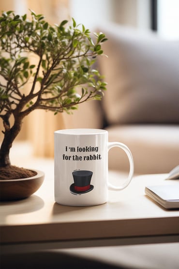 I'm Looking For The Rabbit-Şapka Baskılı Beyaz Kupa Bardak