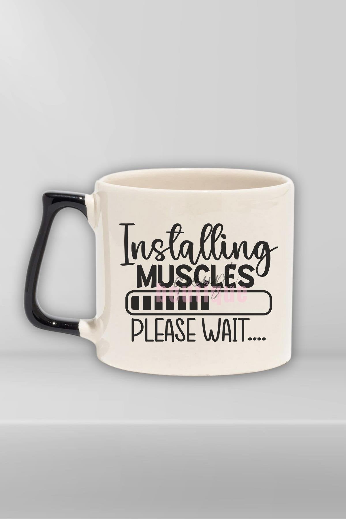 Installing Muscles Yazılı Komik Gym Spor Kas Geliştirme Hediyelik Kulplu Kupa Bardak