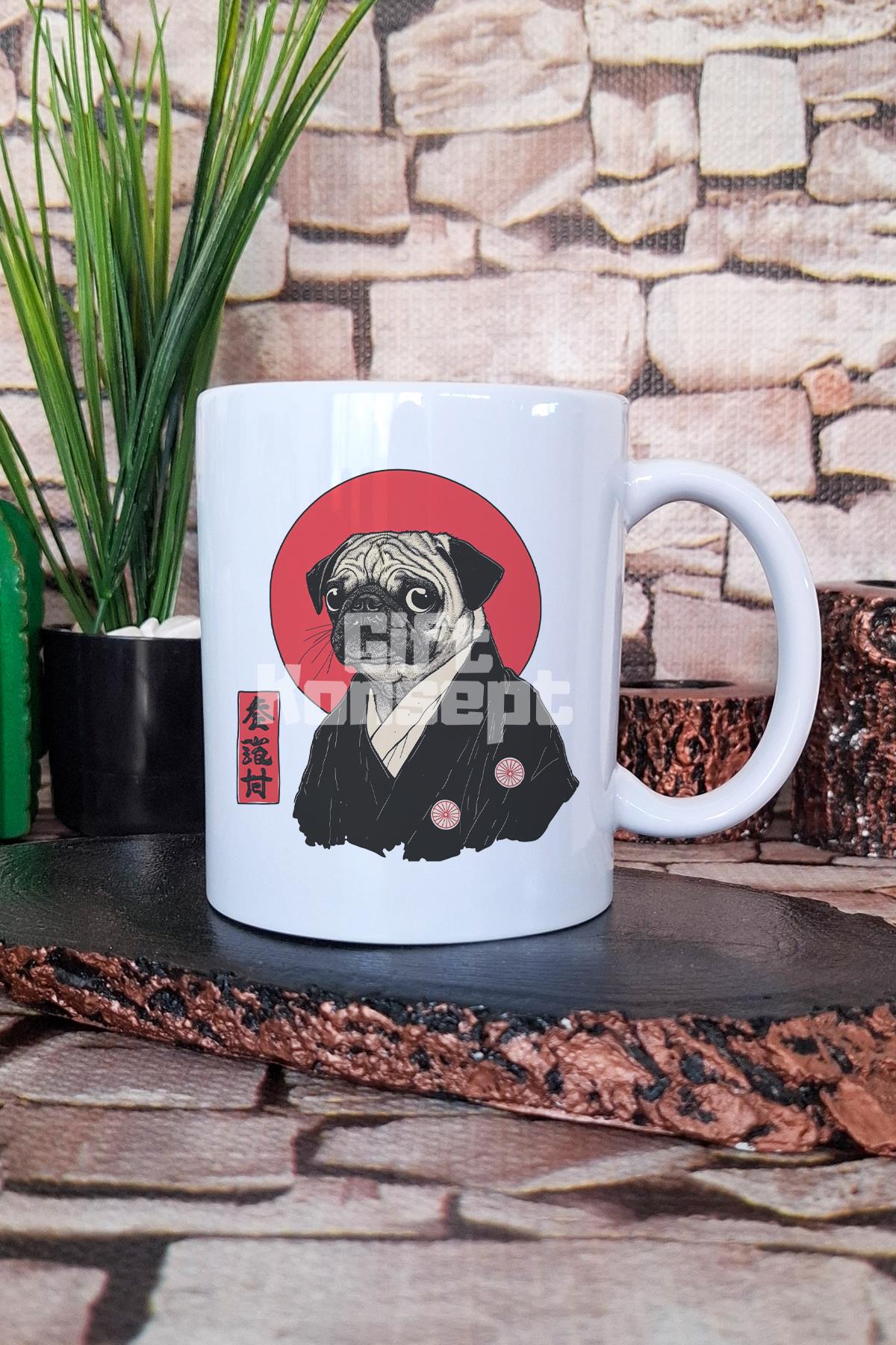 Japon Art Sevimli Köpek Baskılı Kawaii Anime Manga Hediyelik Baskılı Çay Kahve Sunum Kupa Bardak