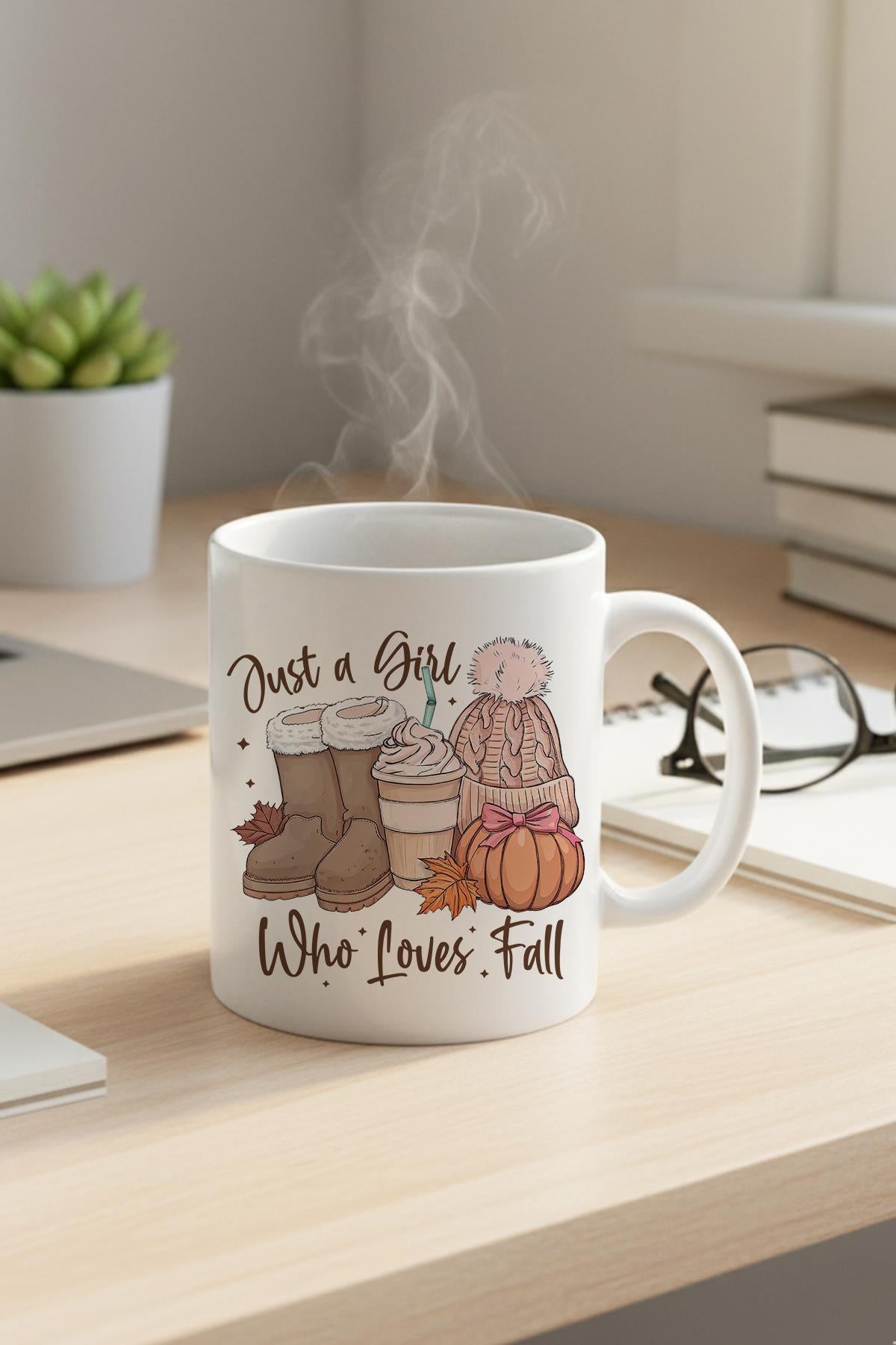 Just a Girl Who Loves Fall No:2 Baskılı Hediyelik Kupa Bardak