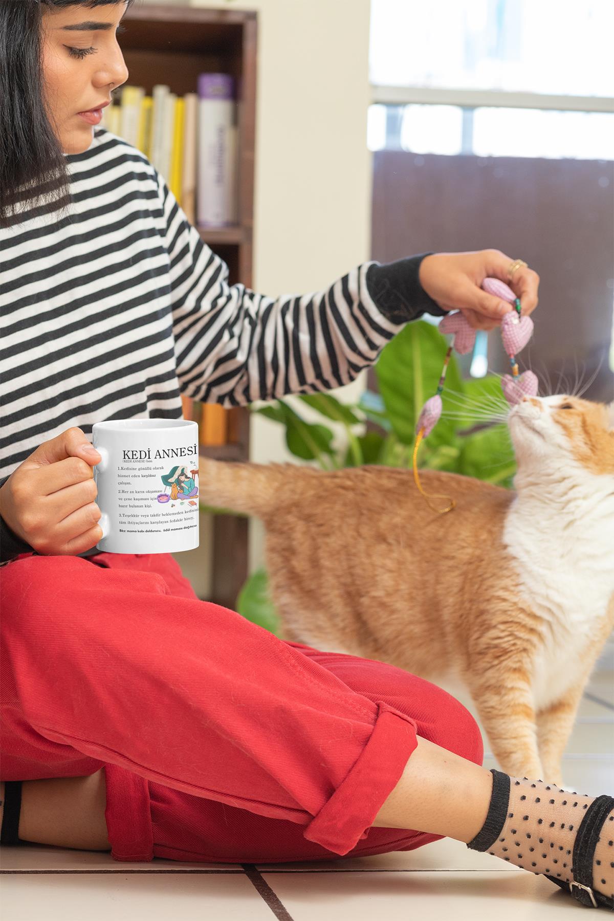 Kedi Annesi Sözlük Anlamı, Kedi Sahibi, Bakıcı Baskılı Eğlenceli Kedi Severe Hediyelik Kupa Bardak