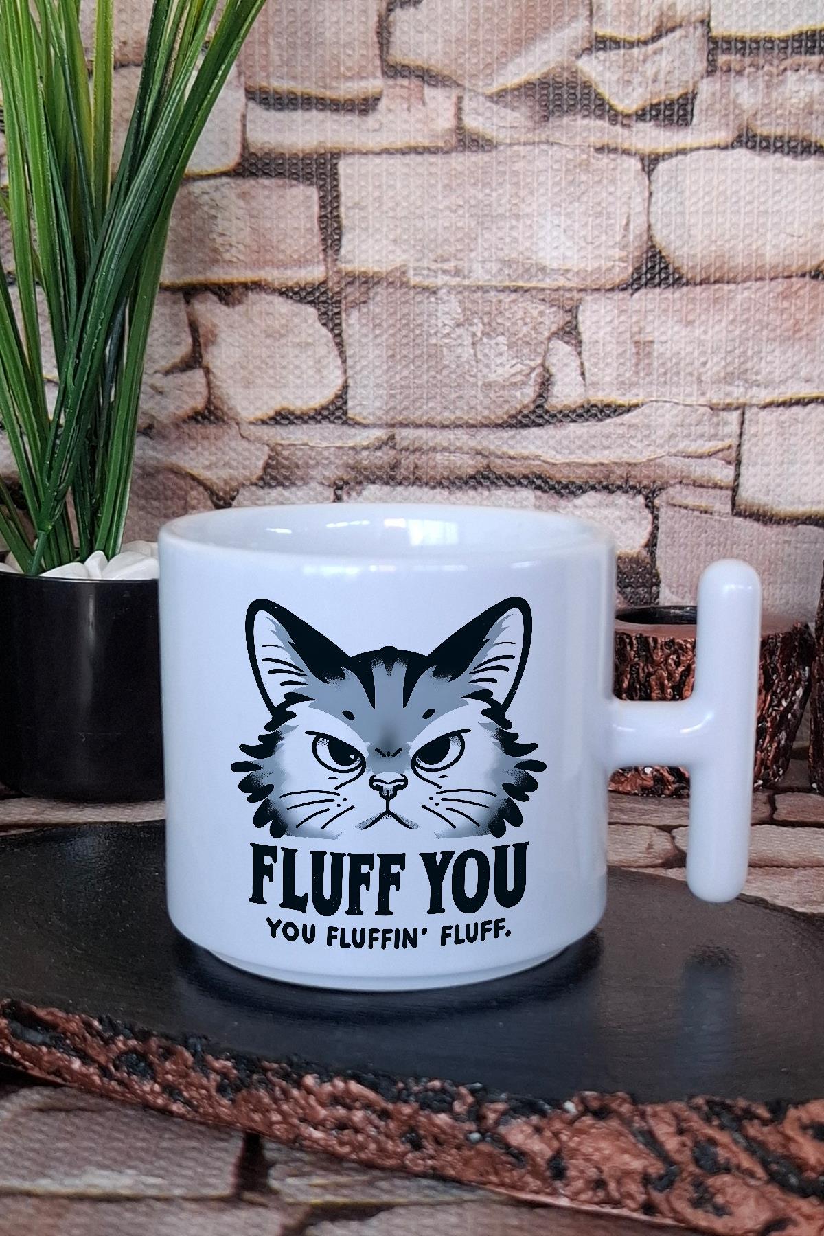 Kedi Komik Alaycı Esprili Kedisever Kedi Sahibi Hediye Baskılı T Kulplu Latte Fincanı Kupa Bardak