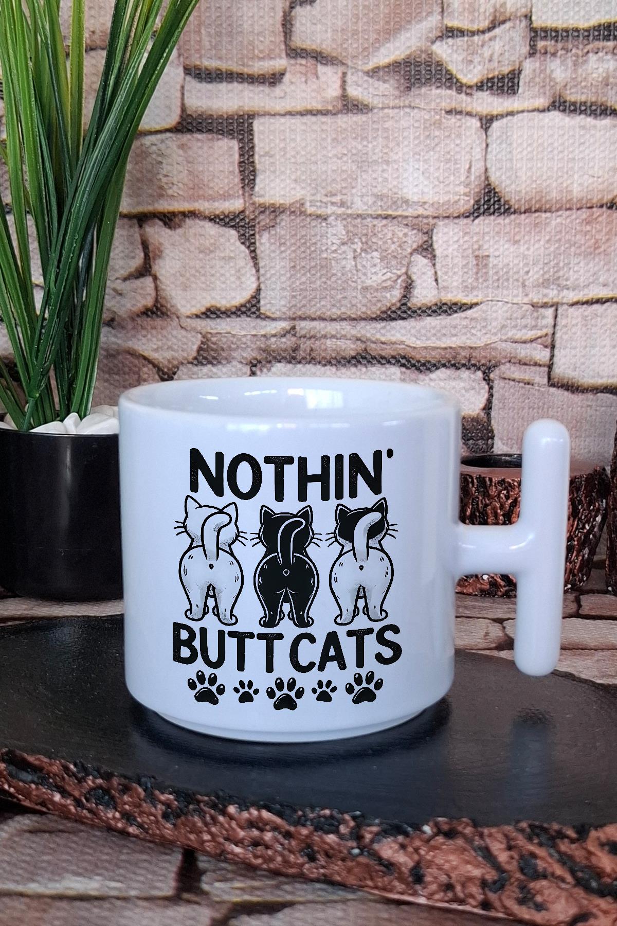 Kedi Komik Esprili Kedi Sahibi Sevimli Hediyelik Baskılı T Kulplu Latte Fincanı Kupa Bardak