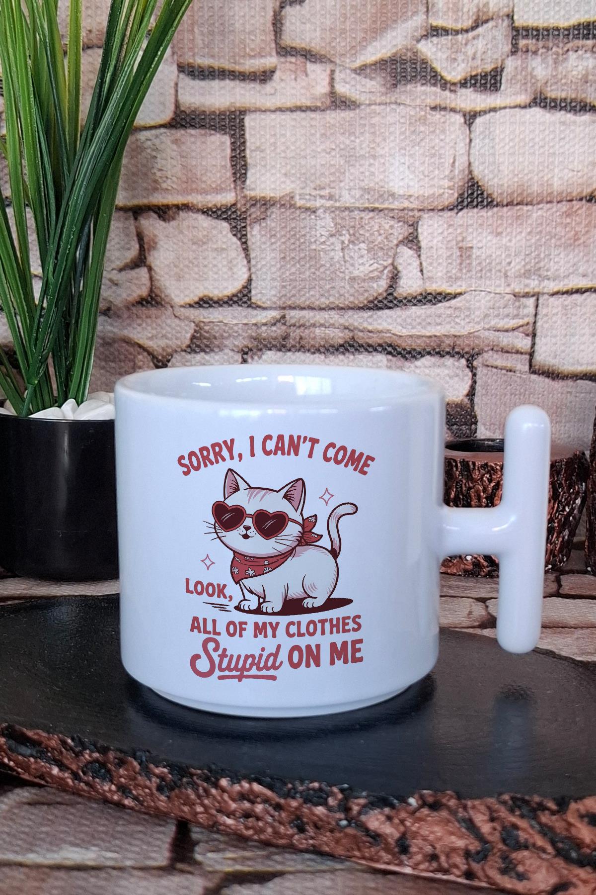 Kedi Komik Esprili Kedisever Eğlenceli Hediyelik Baskılı T Kulplu Latte Fincanı Kupa Bardak