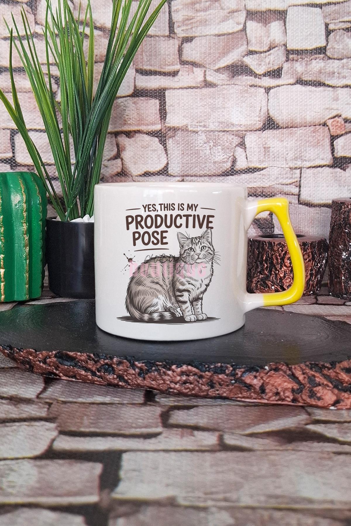 Kedi Komik Esprili Kedisever Kedi Sahibi Eğlenceli Hediyelik Kulplu Kupa Bardak