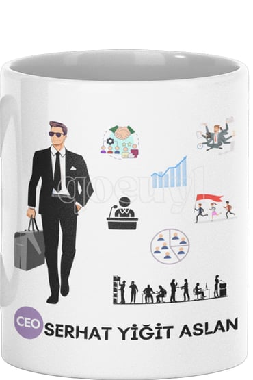 Kişiselleştirilebilir CEO, İş Adamı, İş İnsanı Baskılı Hediyelik Beyaz Kupa Bardak