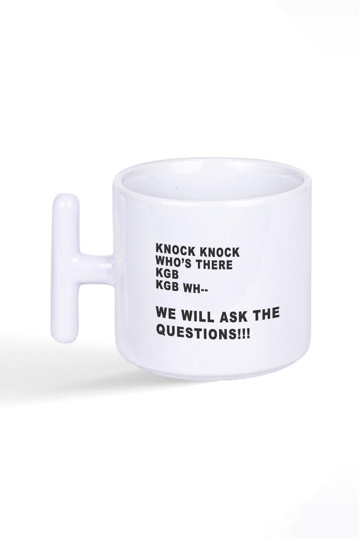 Knock Knock The Office Jim Dwight Michael Scott Baskılı Latte Fincanı T Kulplu Kupa Bardak