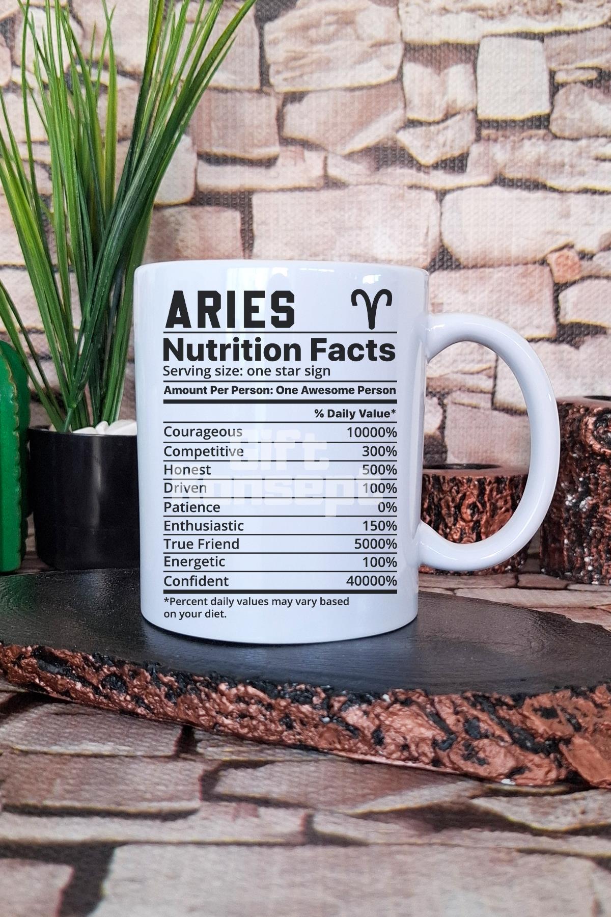 Koç Burcu "Aries nutrition facts" Esprili Hediyelik Baskılı Çay Kahve Sunum Kupa Bardak