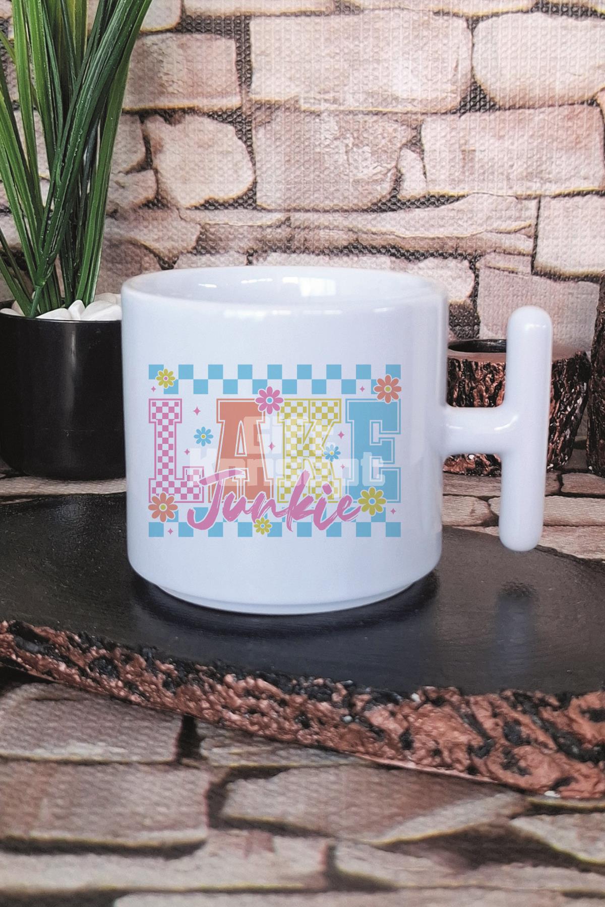 Lake Junkie Baskılı T Kulplu Latte Fincanı Kupa Bardak