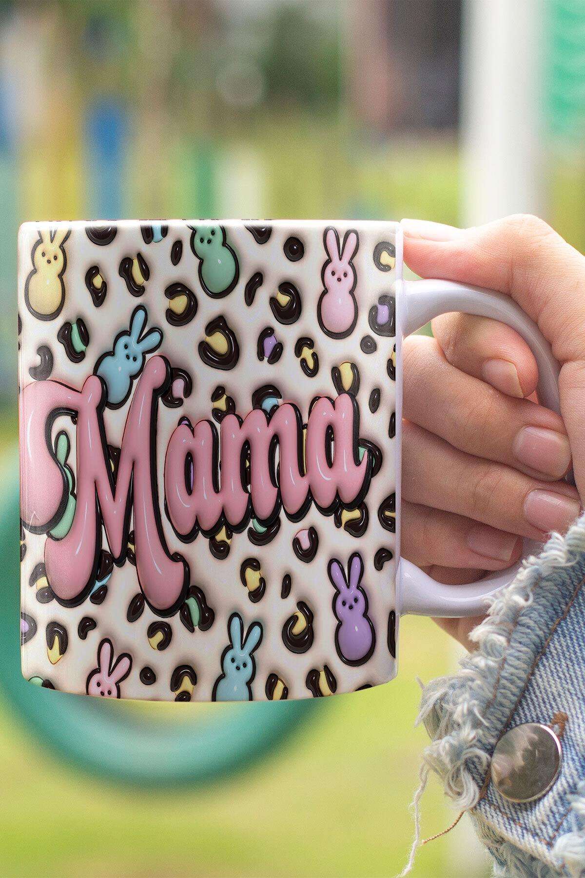 Mama Easter 3D Tasarım Görünümlü Baskılı Kupa Bardak Mug