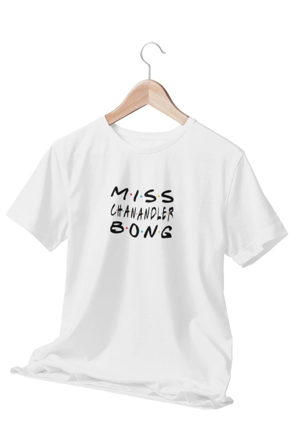 Miss Chanandler Bong Friends Chandler Bing Baskılı Eğlenceli Hediyelik Beyaz Unisex T-Shirt