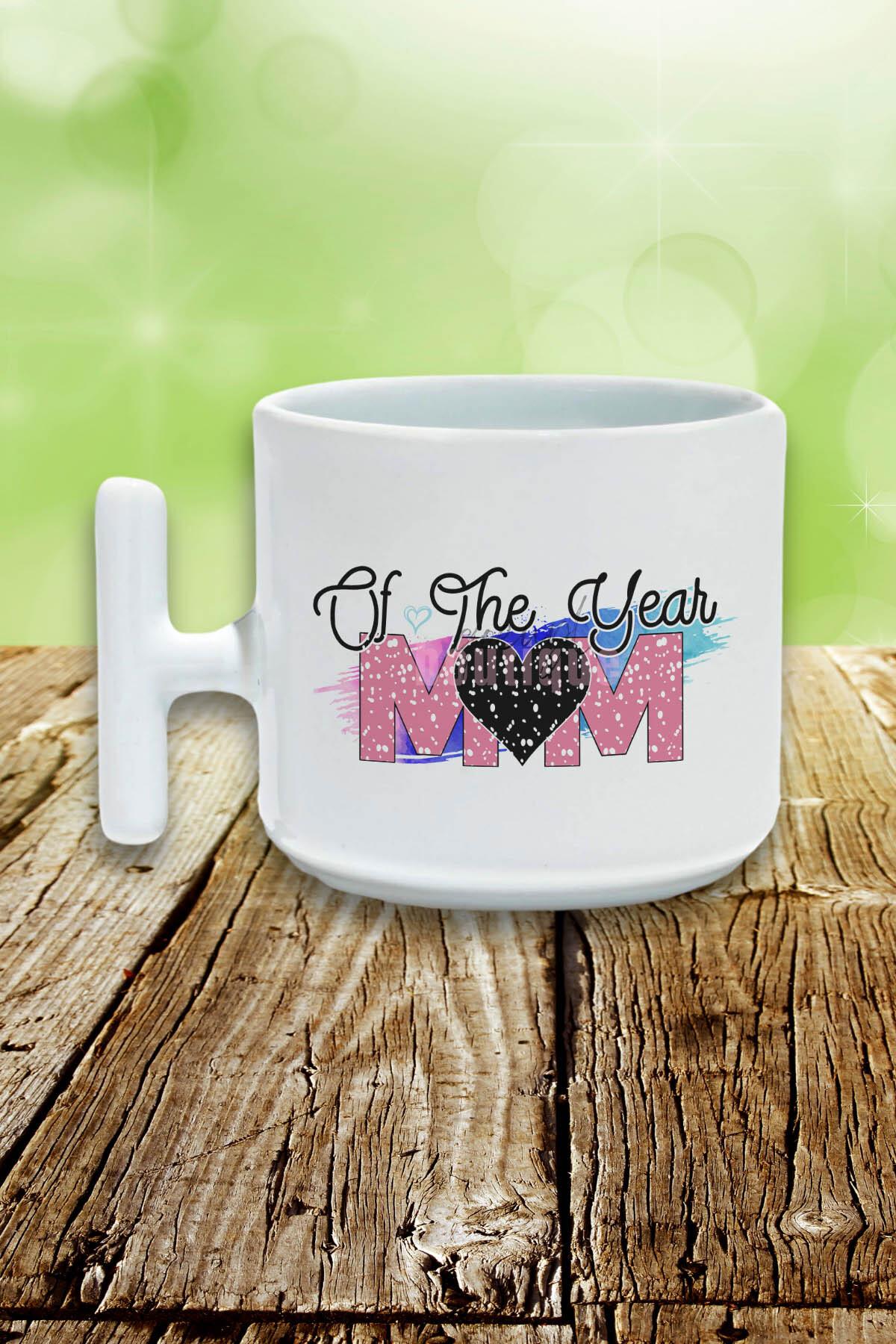 Mom Of The Year No:2 Baskılı Anneler Günü Hediyelik T Kulplu Latte Fincanı Kupa Bardak