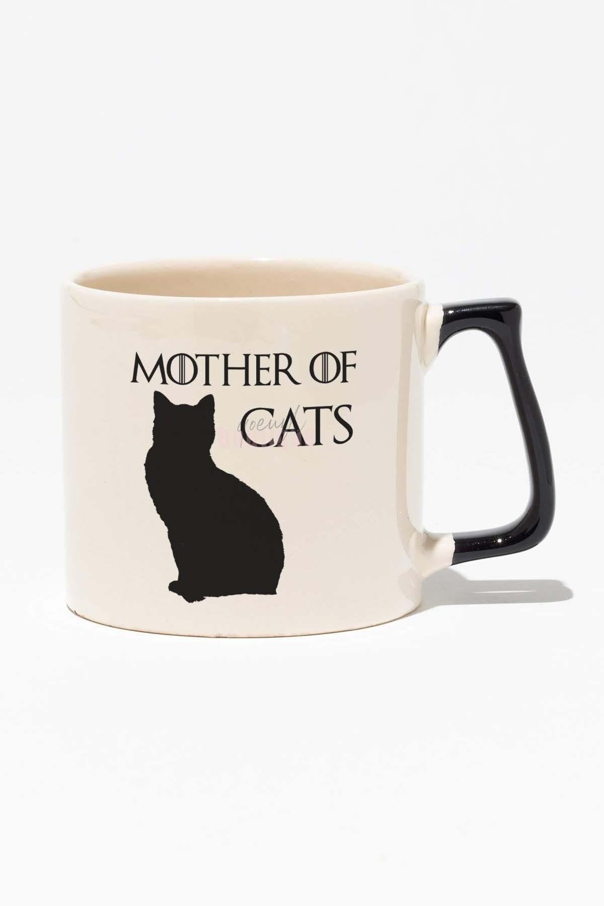 Mother Of Cats Game Of Thrones Baskılı Siyah Kulplu Modern Seramik Kupa