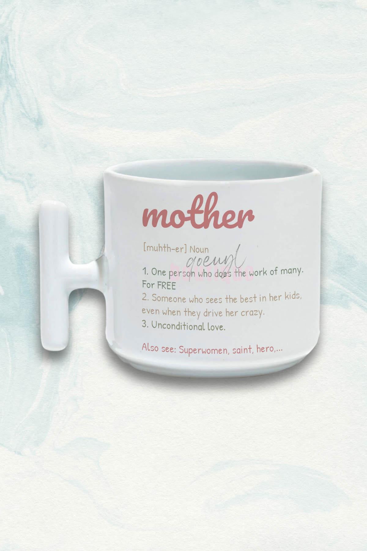 Mother Sözlük Baskılı Anneler Günü Hediyelik T Kulplu Latte Fincanı Kupa Bardak