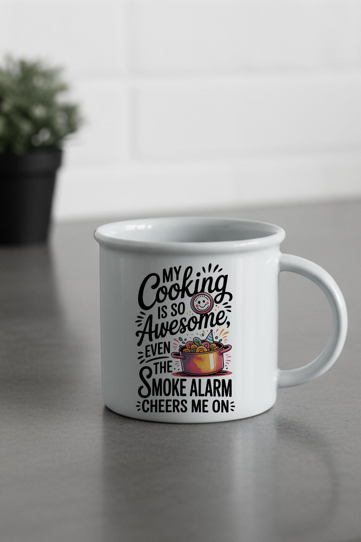My Cooking İs So Awesome Baskılı Enamel Görünümlü Seramik Vintage Kupa Bardak