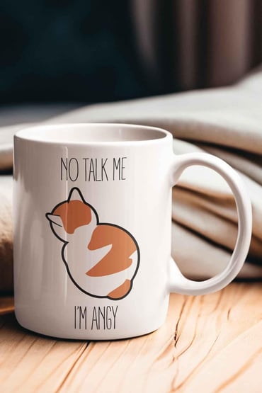 No Talk Me I'm Angy Sevimli Kedi Baskılı Eğlenceli Hediyelik Kupa Bardak