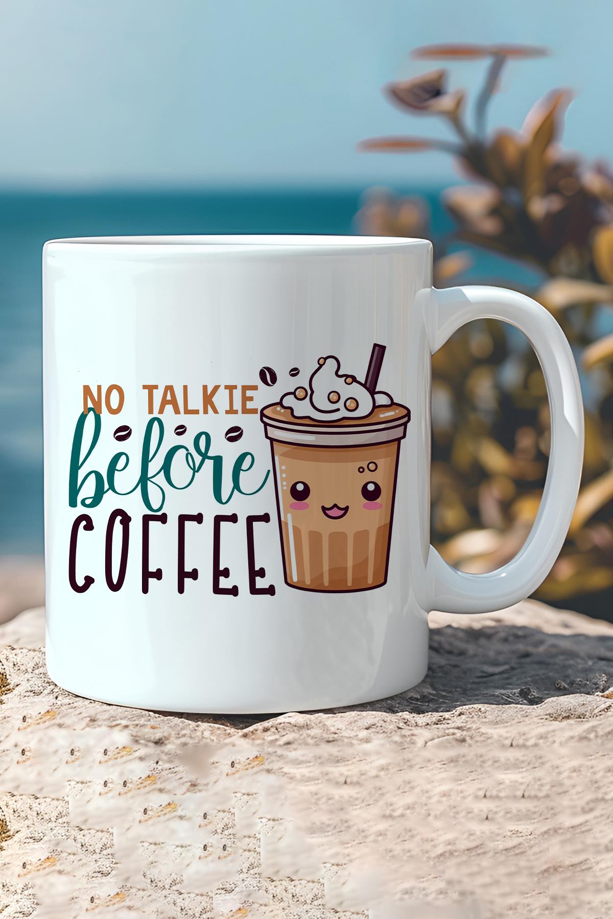 No Talkie Before Coffee Baskılı Hediyelik Kupa Bardak