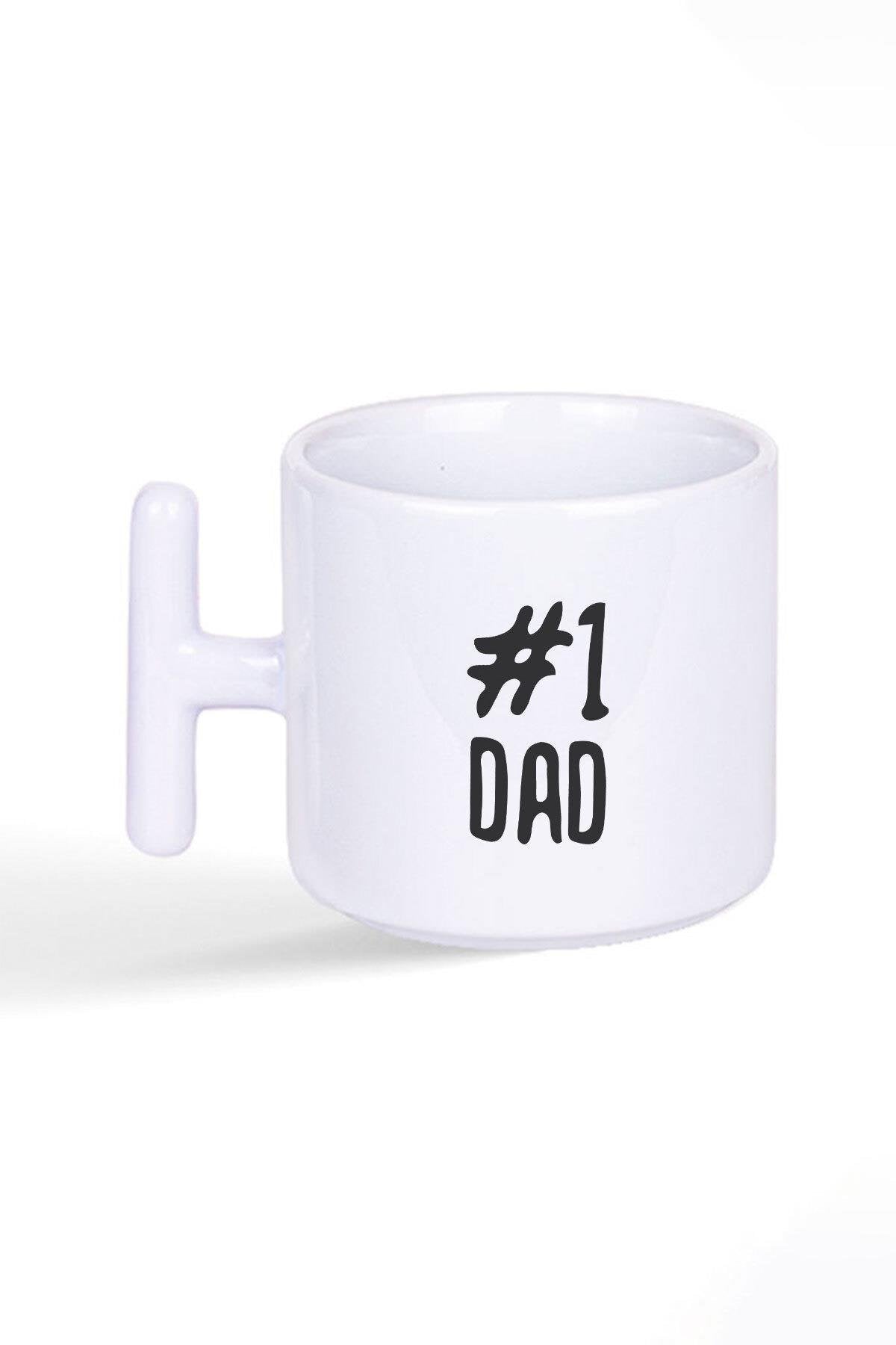 Number One Dad Babalar Günü Hediye Baskılı Latte Fincanı T Kulplu Kupa Bardak