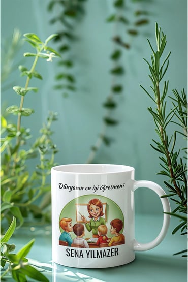 Öğretmenler Günü-12, Hediyelik, Özelleştirilebilir İsim Baskılı Beyaz Seramik Kupa Bardak