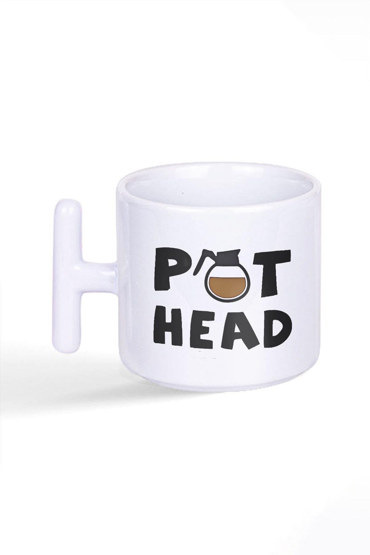 Pot Head Baskılı Hediye Eğlenceli Latte Fincanı T Kulplu Kupa Bardak