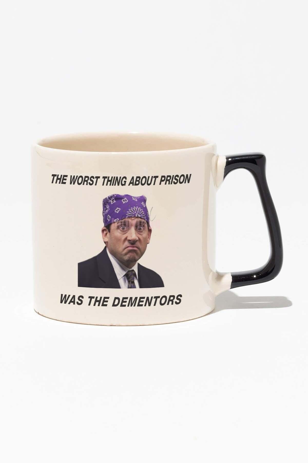 Prison Mike The Office Baskılı Siyah Kulplu Modern Seramik Kupa