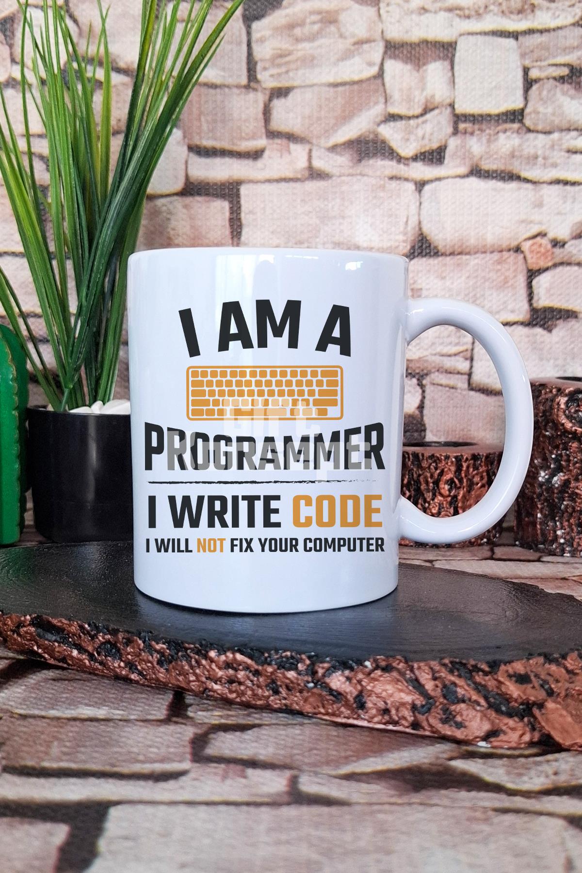Programmer Not Fix Computer Baskılı Komik Yazılımcı Hediyelik Baskılı Çay Kahve Sunum Kupa Bardak