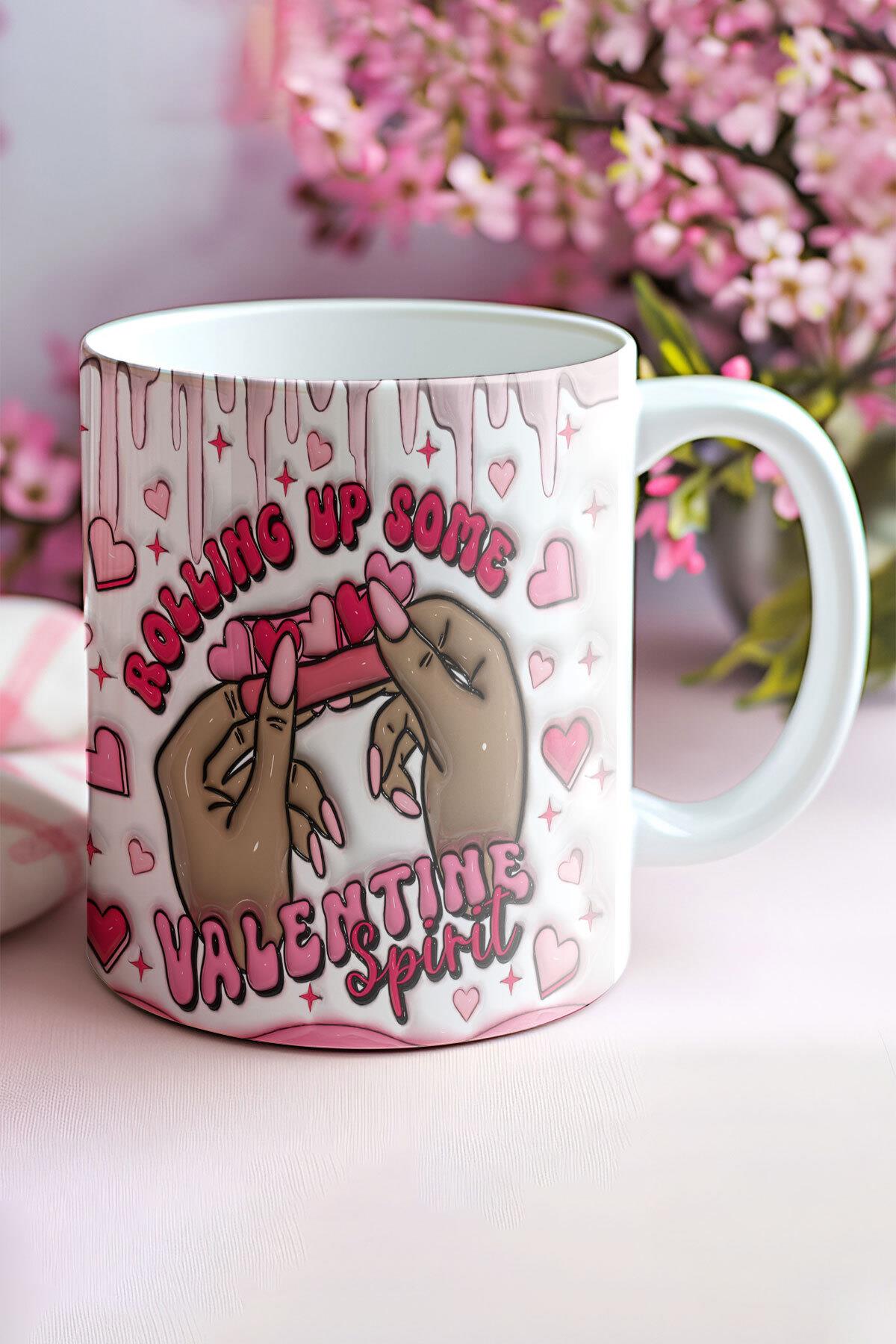 Rolling Up Some Valentine Spirit 3D Tasarım Görünümlü Baskılı Kupa Bardak Mug