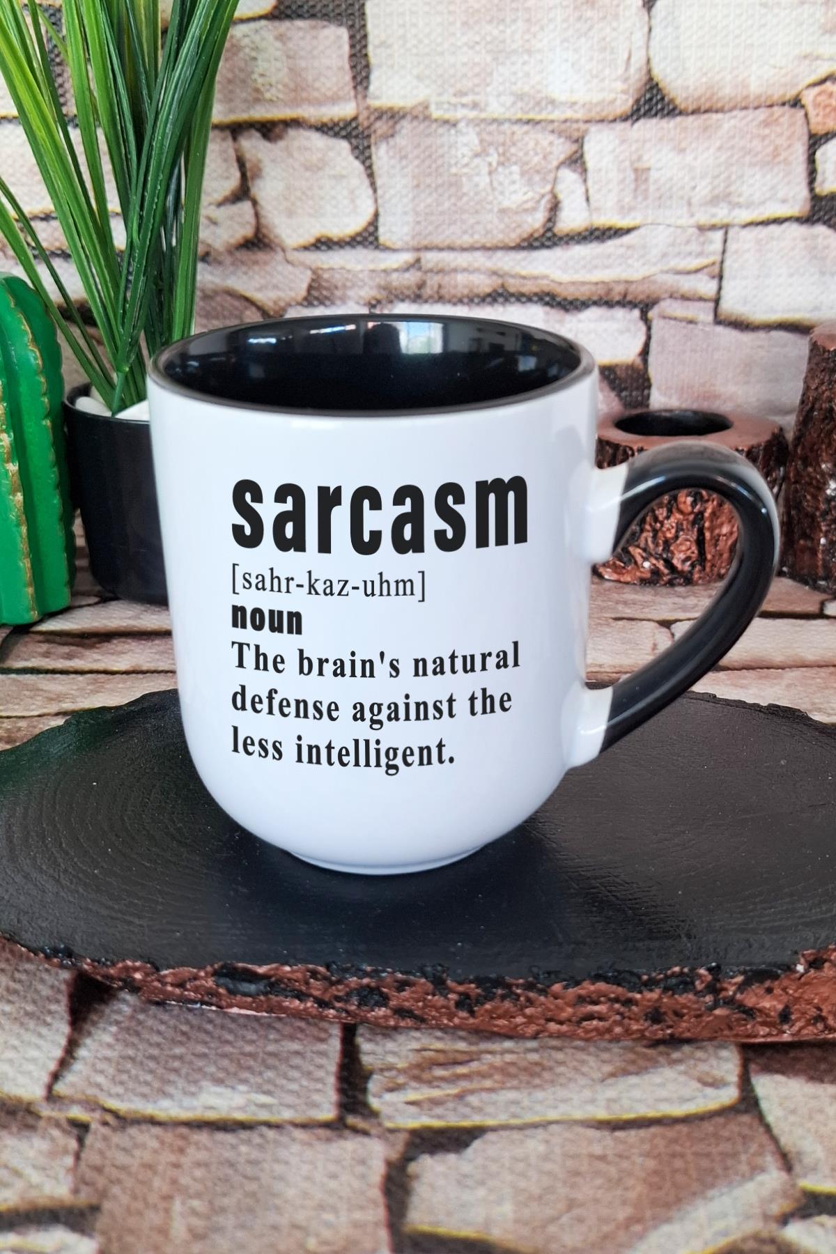 Sarcasm Baskılı İçi ve Kulpu Siyah Renkli Premium Kupa Bardak