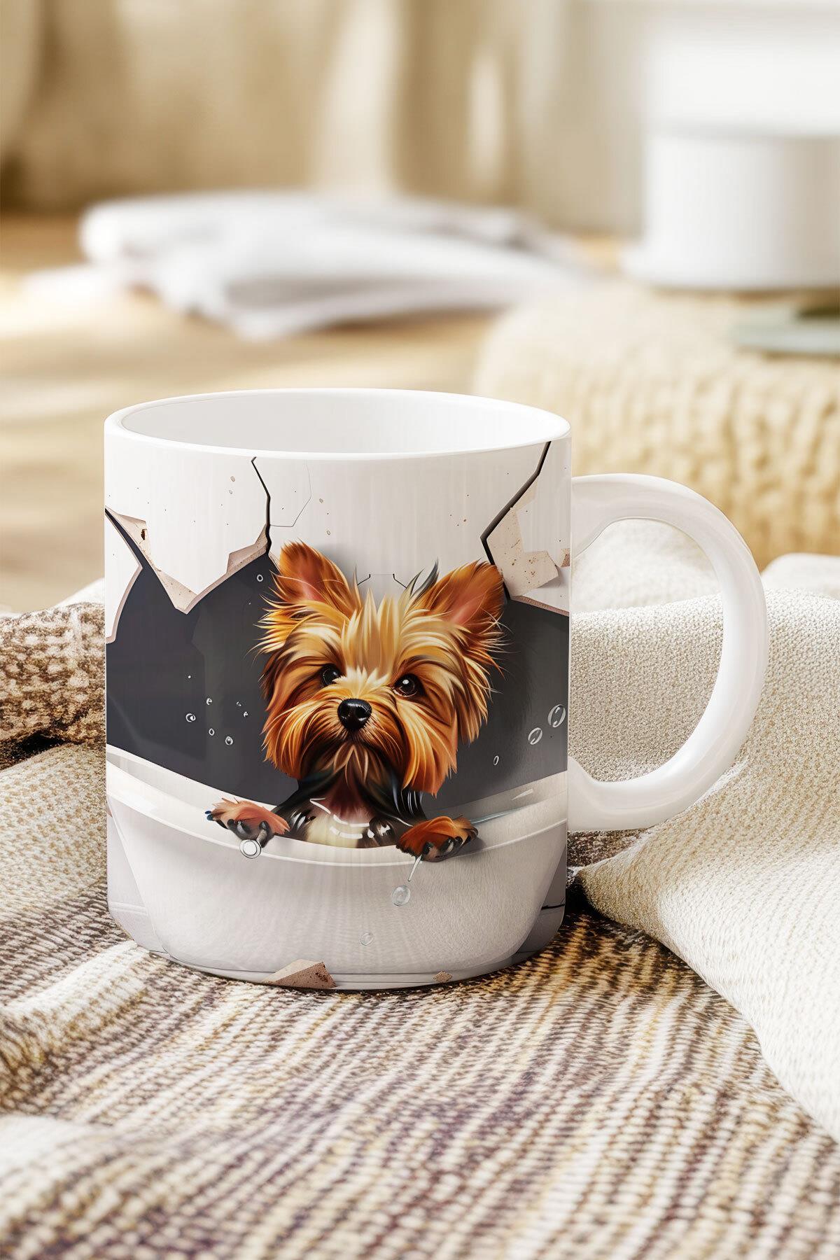 Sevimli Hayvanlar Çoban Köpeği 3D Tasarım Görünümlü Baskılı Kupa Bardak Mug
