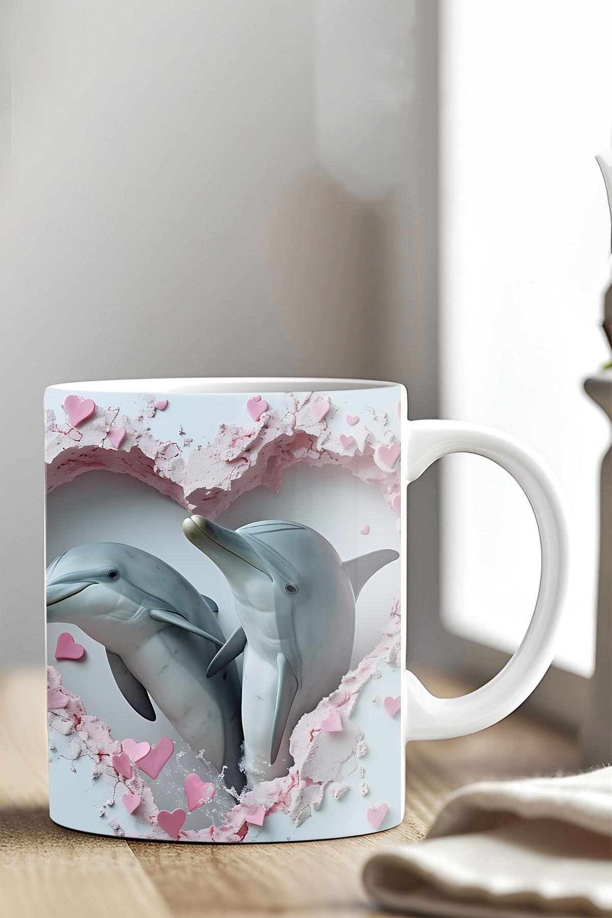 Sevimli Kedi Çifti Hediyelik 3D Tasarım Görünümlü Baskılı Kupa Bardak Mug