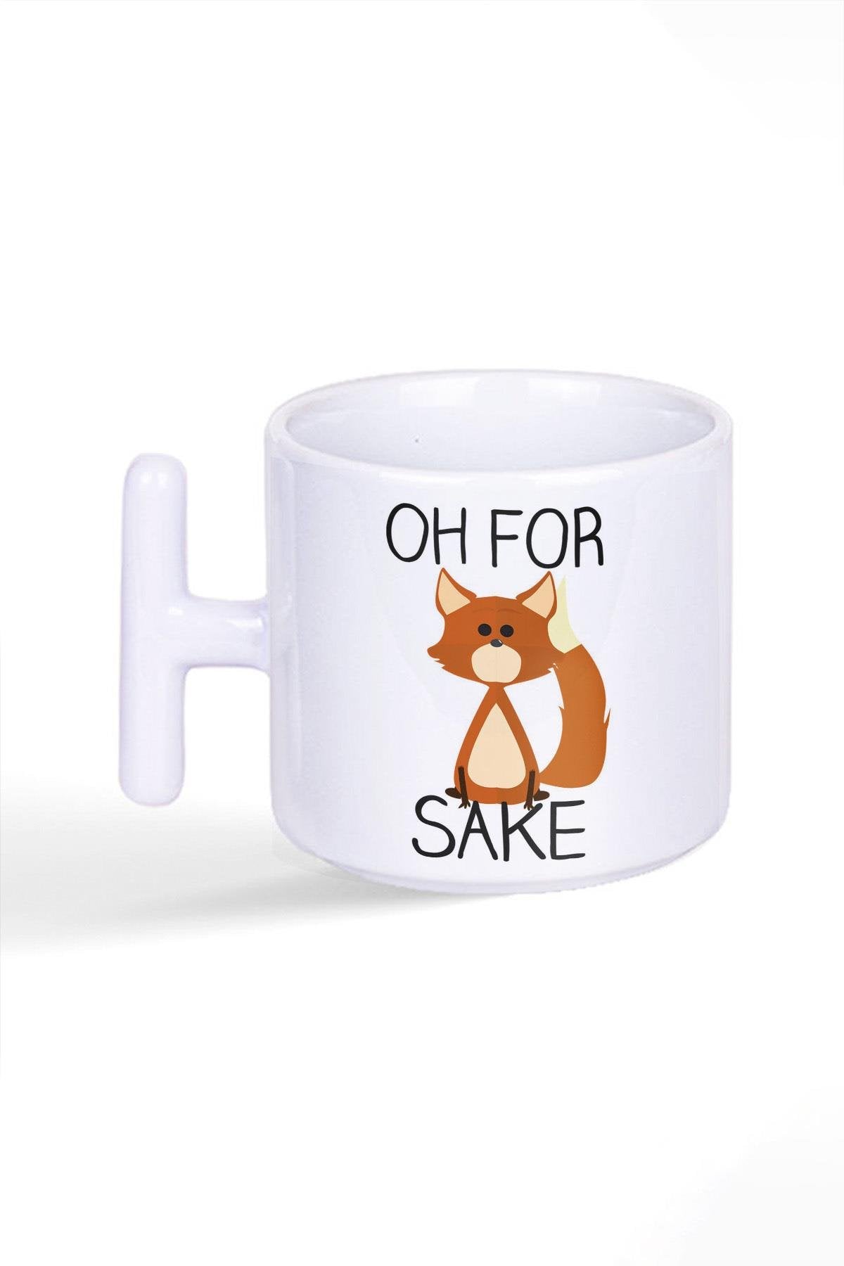 Sevimli Tilki Oh For Fox Sake Baskılı T Kulplu Latte Fincan Kupa Bardak