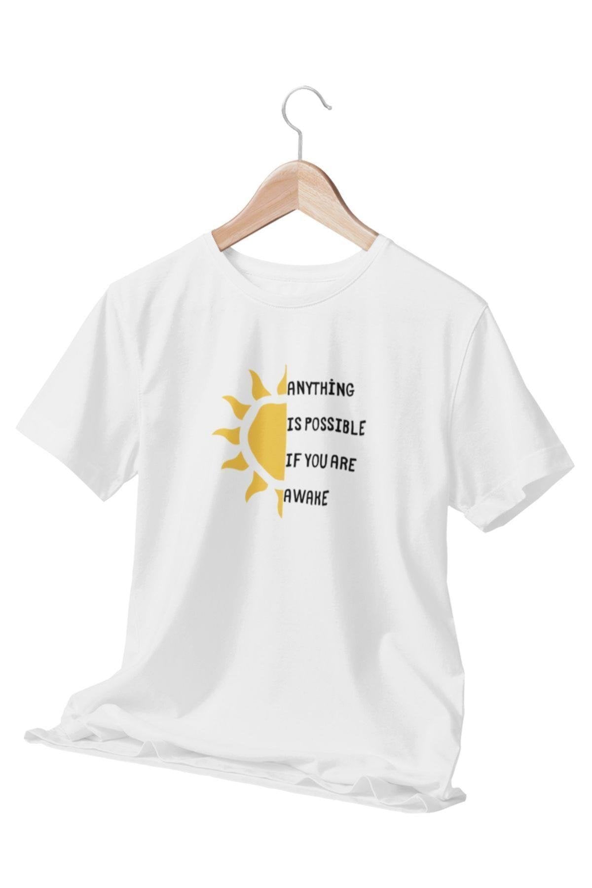 Should I Spread The Sprıng or No-Güneş Baskılı Eğlenceli Beyaz Unisex T-Shirt