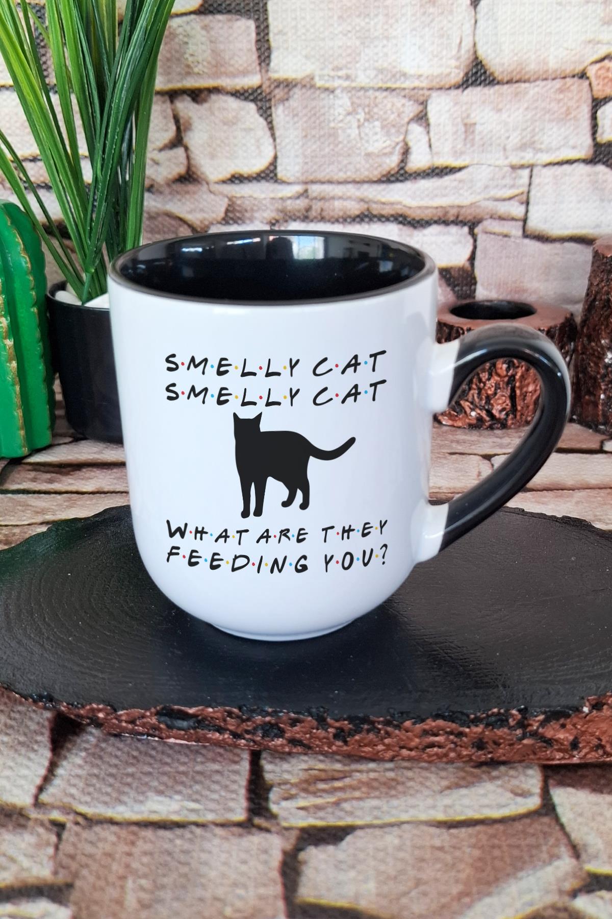 Smelly Cat Phoebe Buffay Friends Baskılı İçi ve Kulpu Siyah Renkli Premium Kupa Bardak