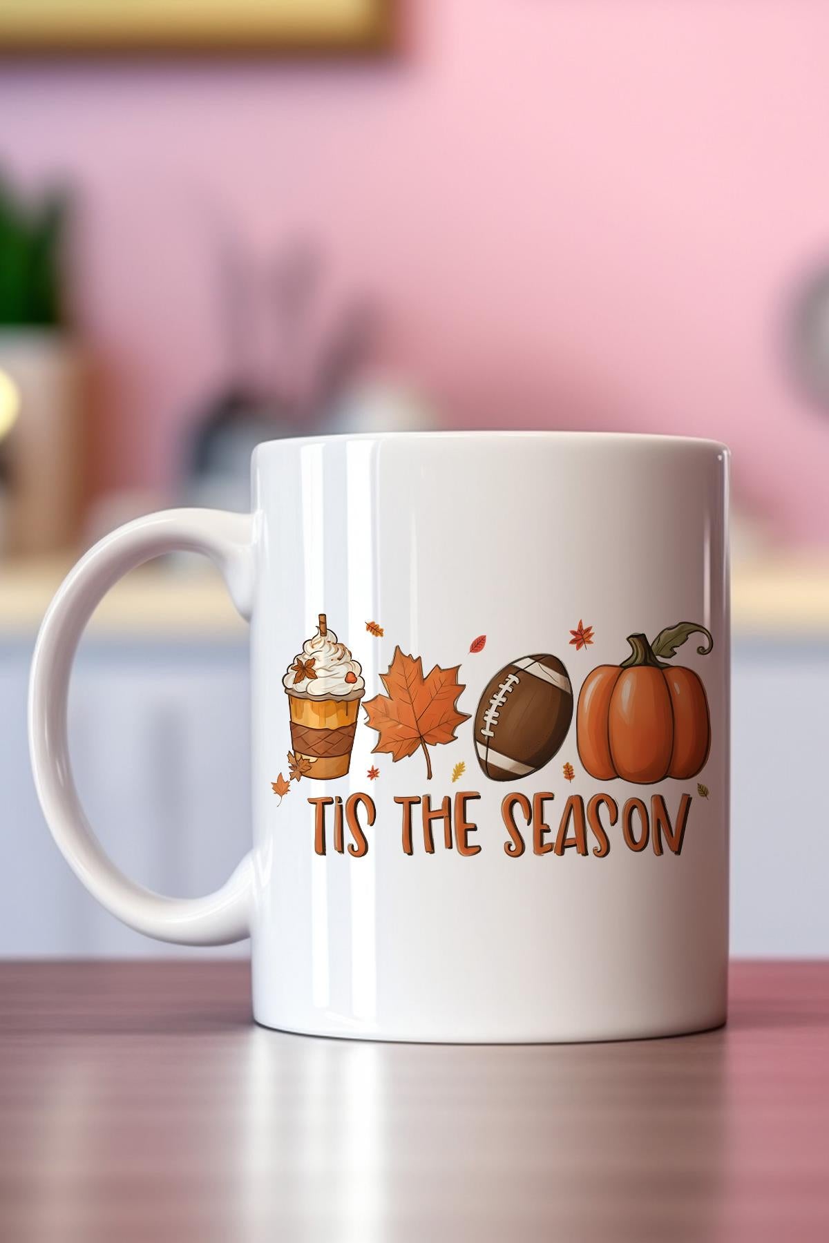 Sonbahar Temalı Kahveler No:2 Baskılı Hediyelik Kupa Bardak