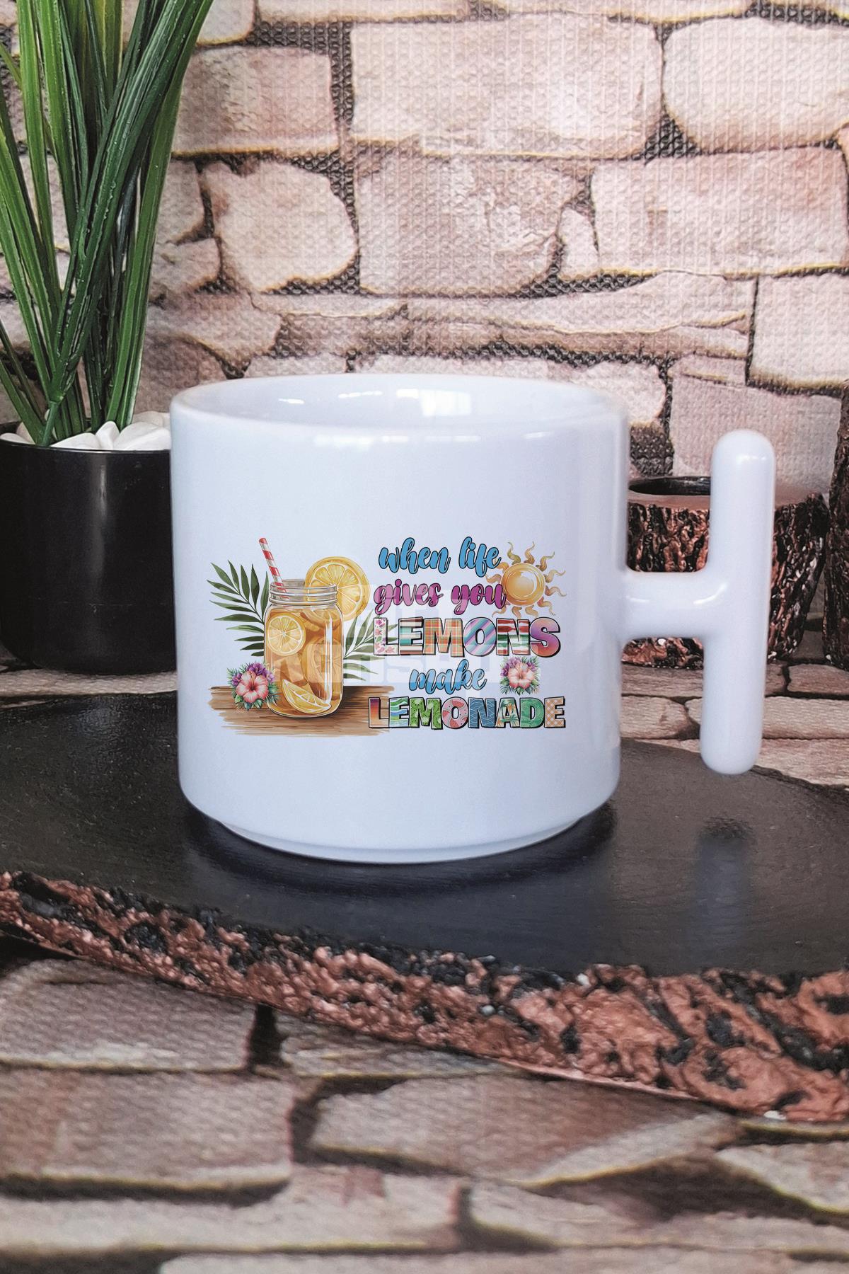 Summer Time Cocktail Baskılı T Kulplu Latte Fincanı Kupa Bardak